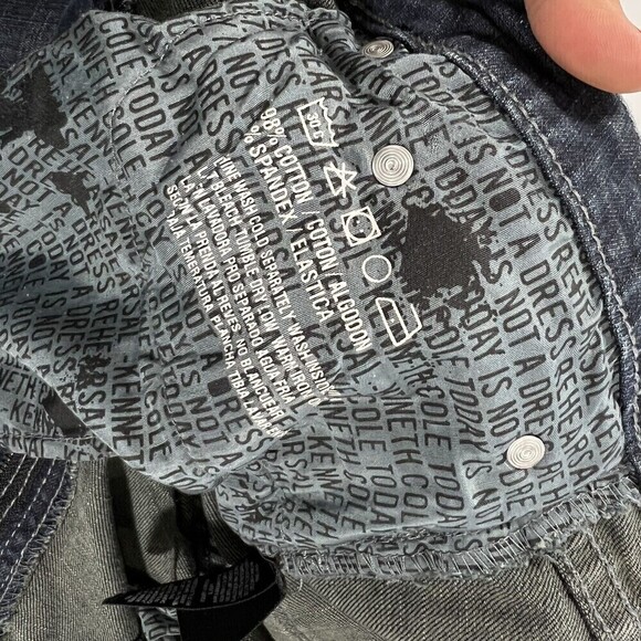 Kenneth Cole New York Men’s Straight Dark Blue Denim Jeans Smou9718 Size 34X30 - Picture 9 of 14